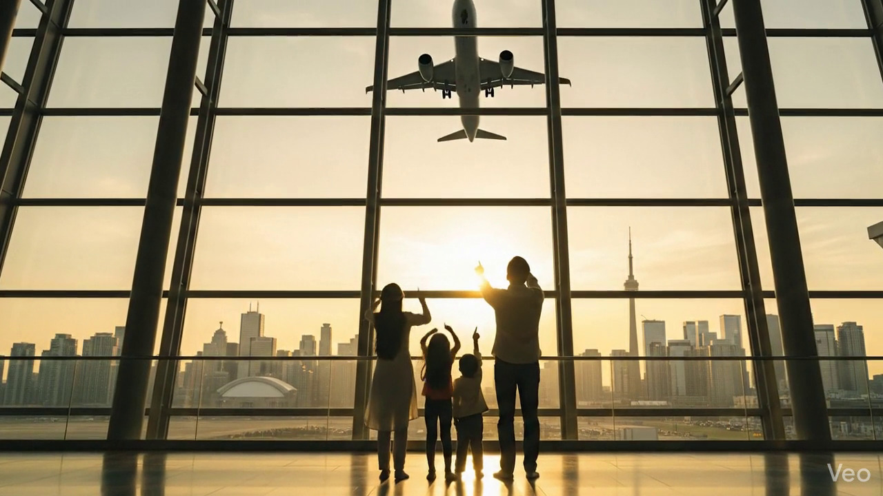 New immigrants arriving at destination airport with hope and dreams