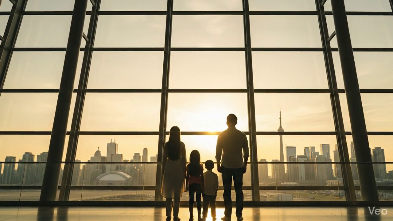 New immigrants arriving at destination airport with hope and dreams